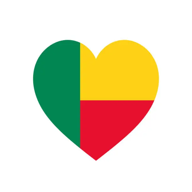 Vector illustration of Benin heart flag. Vector