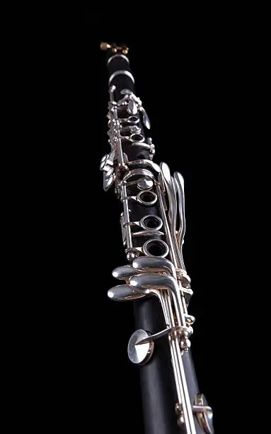 Isolated black wooden B flat clarinet