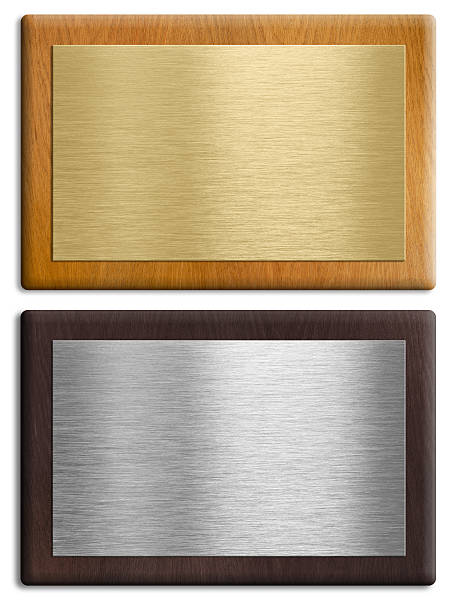 istock Silver and gold wooden plaques isolated on white 156706255