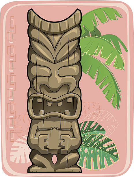 tiki-#1 - tiki hawaiian culture banana leaf god stock-grafiken, -clipart, -cartoons und -symbole