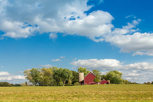 istock American farm with aged silo 156708191