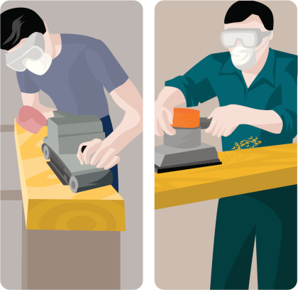 A set of 2 vector illustrations of carpenters.