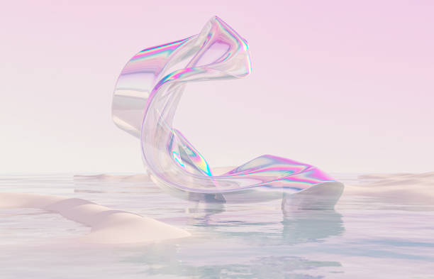 istock Abstract winter landscape scene with holographic iridescent glossy cloth. 1567091681