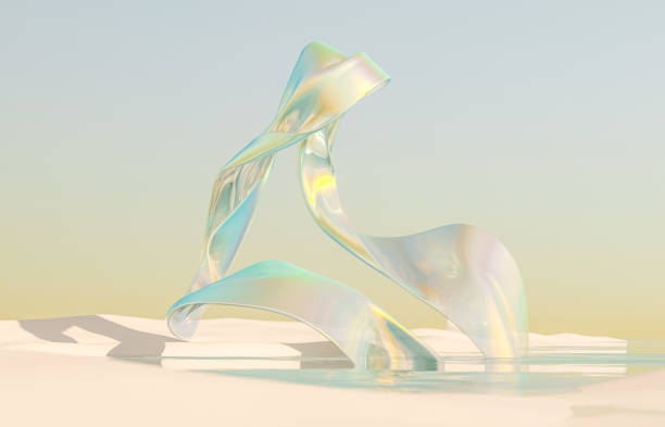 istock Abstract winter landscape scene with holographic iridescent glossy cloth. 1567091831