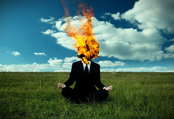 Burning business stock photo