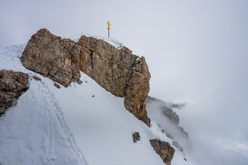 The view from Zugspitze, the highest point in Germany. The Zugspitze belongs to the Alps and is the highest mountain in Germany.