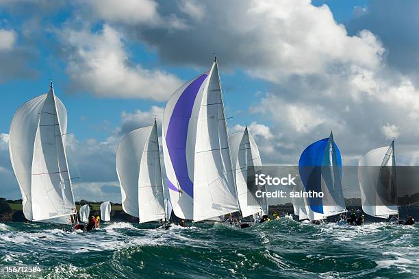 Gruppe Yacht In Der Regatta Stockfoto und mehr Bilder von Regatta - Regatta, Flottille, Spinnaker