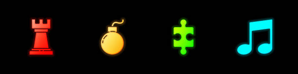 istock Set Business strategy, Bomb ready to explode, Piece of puzzle and Music note, tone icon. Vector 1567138809