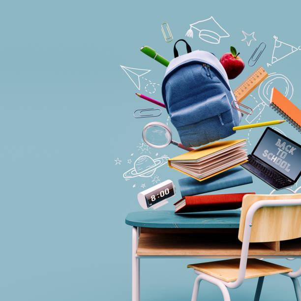 istock School desk with bag and school accessory on blue background with copy space 1567140915