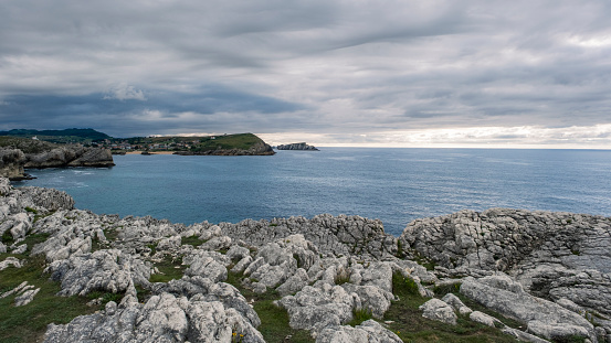 Karstic landforms on the cliffs of Costa Quebrada, Cantabria, Spain