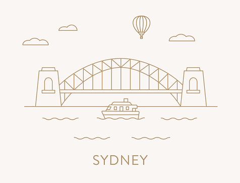 Sydney iconic landmark harbour bridge, line art style