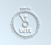 Time to vote words on clock face. 3D render