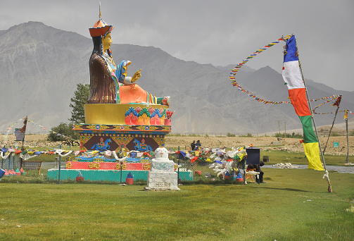 Side view of Guru Padmasambhava statue in Sani village, Padum, Zanskar Valley, Ladakh, INDIA