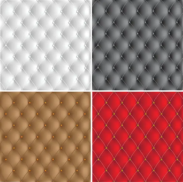 Vector illustration of White, black, brown, and red leather upholstery patterns