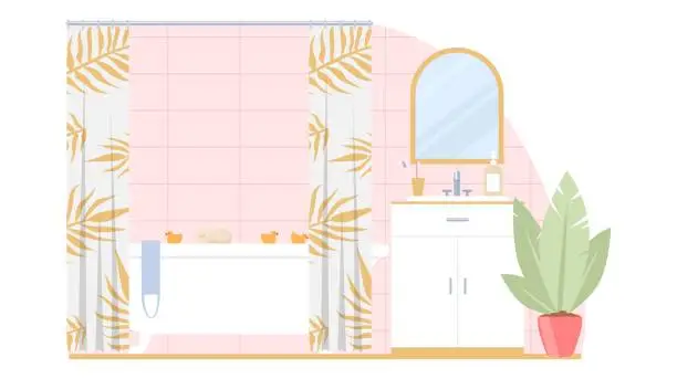 Vector illustration of Bathroom interior background of modern home or hotel apartment