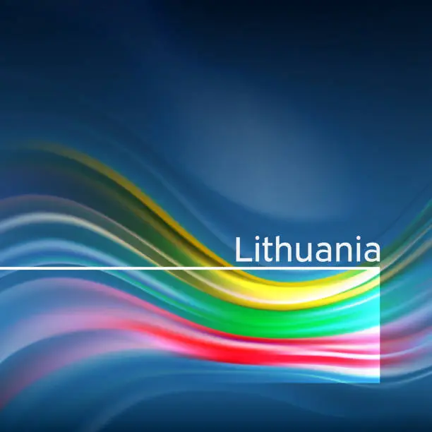 Vector illustration of Lithuania flag background. Abstract lithuanian flag in the blue sky. National holiday card design. Business brochure design. State banner, lithuania poster, patriotic cover, flyer. Vector illustration