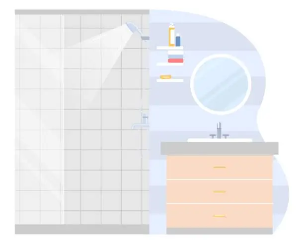 Vector illustration of Modern bathroom interior design flat vector illustration