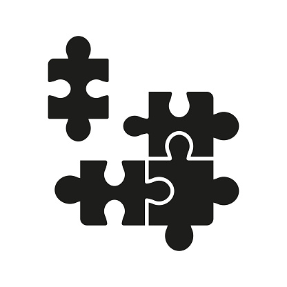 Jigsaw Square Matches Glyph Pictogram. Teamwork, Solution, Combination, Challenge Solid Icon. Puzzle Pieces, Logic Game, Idea Silhouette Sign. Isolated Vector Illustration.
