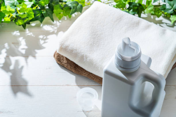 istock Laundered towels and fabric softener 1567186813
