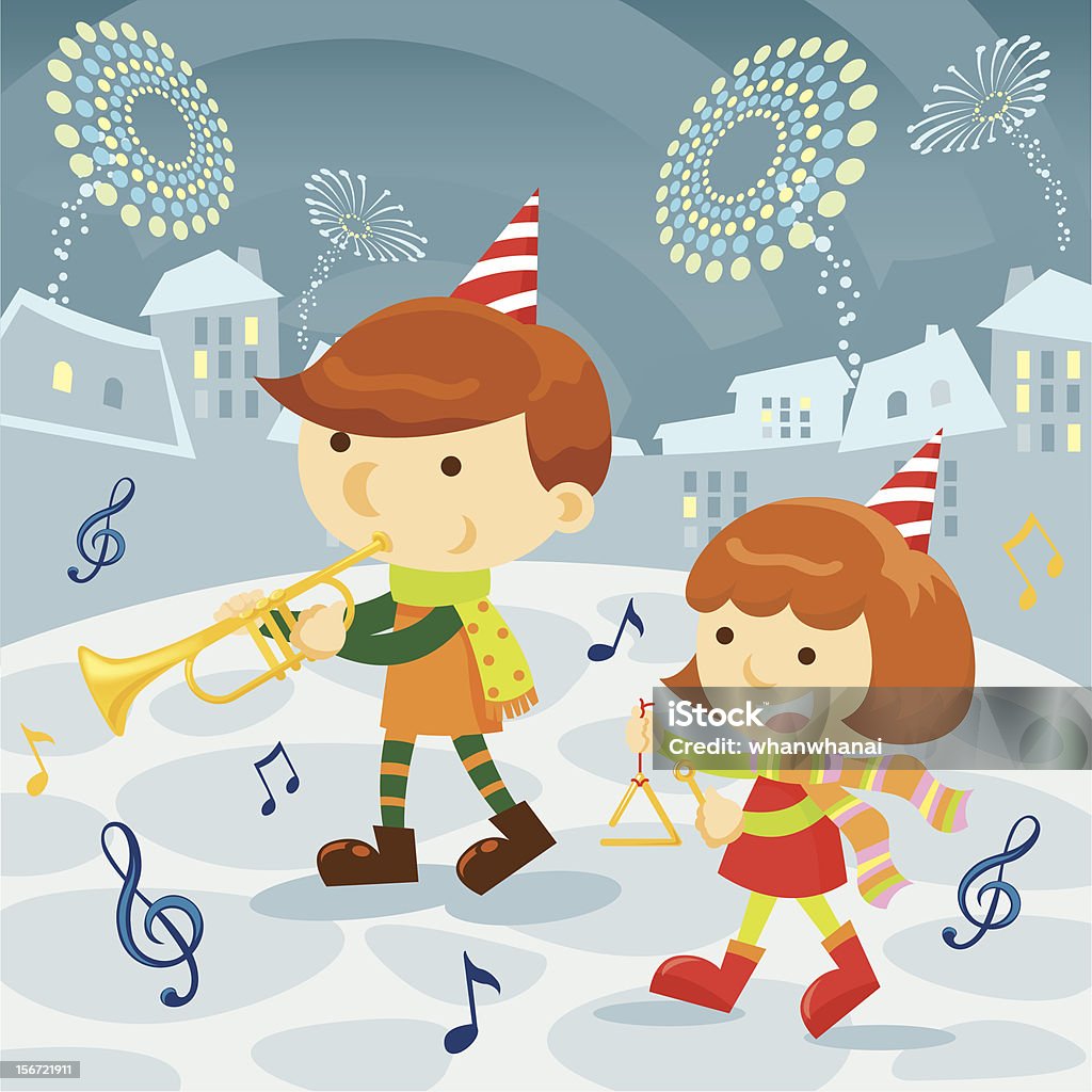 Children playing Musical illustration of children on Music Festival Celebration stock vector