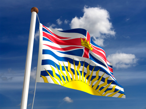 British Columbia flag British Canada (isolated with clipping path)