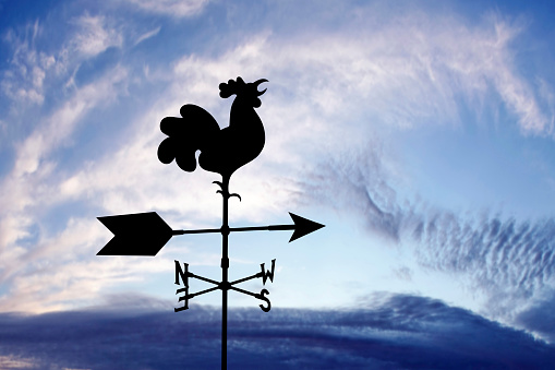 rooster wind vane in silhouette at sunrise (XXXL)