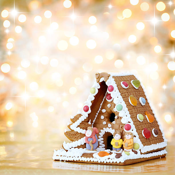 istock Christmas gingerbread house decoration on defocused lights background 156722836