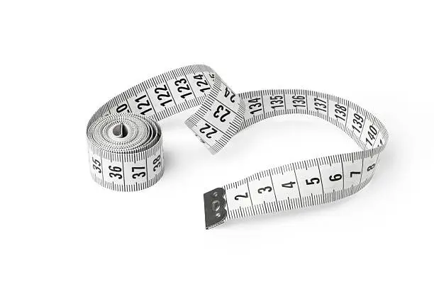 A white  tape measure isolated on a white background