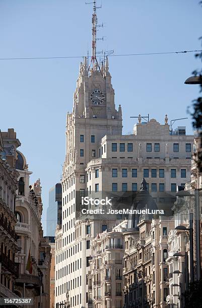 Photo libre de droit de Gran Vía À Madrid banque d'images et plus d'images libres de droit de Architecture - Architecture, Bâtiment vu de l'extérieur, Fenêtre