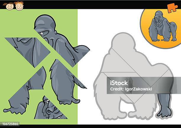 Ilustración de Gorila Puzzle Juego De Historieta y más Vectores Libres de Derechos de Alegre - Alegre, Animal, Aprender
