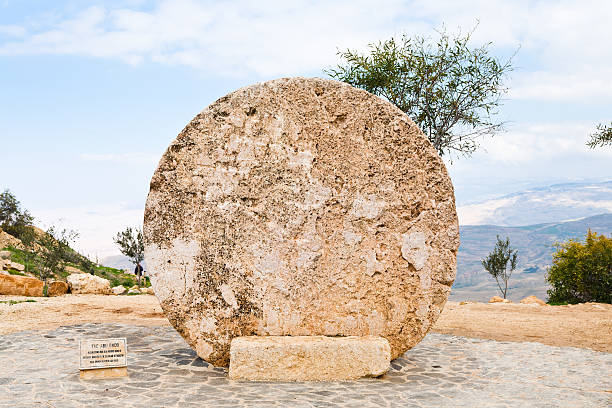 stone door of Byzantine Monastery on mount Nebo