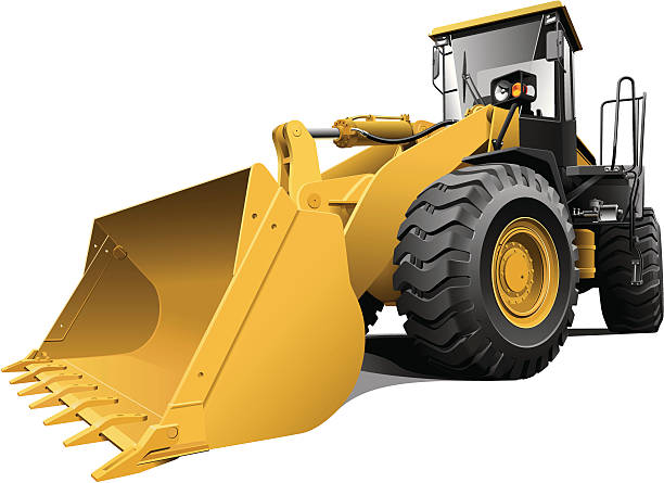 ilustraciones, imágenes clip art, dibujos animados e iconos de stock de amplio cargador de - bulldozer dozer construction equipment construction machinery