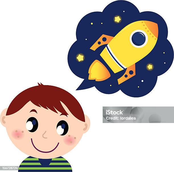 Little Boy Dreaming About Rocket Toy Stock Illustration - Download Image Now - Astronaut, Birthday, Birthday Present