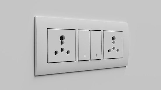 Receptacle Modular Modular Switchboard Electrical Outlet Interchangeable On A White Wall ...