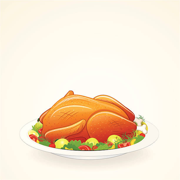 gebratener truthahn - thanksgiving dinner plate food stock-grafiken, -clipart, -cartoons und -symbole