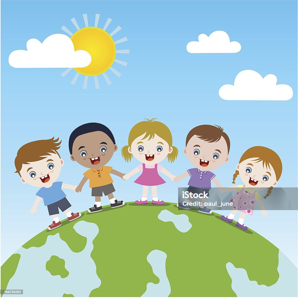 multicultural kids happy together Baby - Human Age stock vector