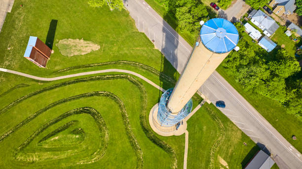 istock Aerial Rastin Observation Tower drone view from above tower in Ariel Foundation Park 1567321168