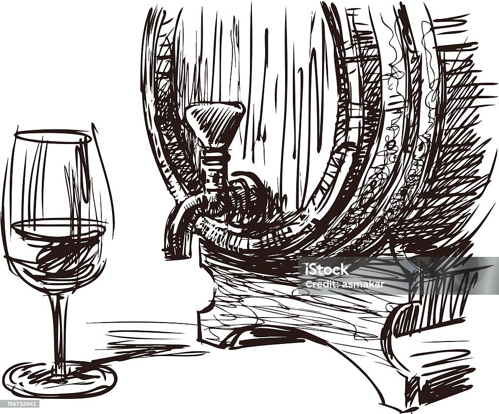 Tonneaux de vin et de verre - clipart vectoriel de Tonneau à vin libre de droits