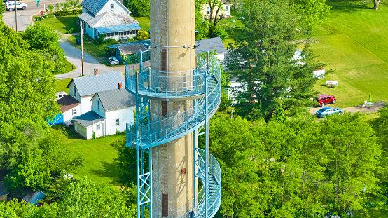 Image of Ariel Foundation Park aerial Rastin Observation Tower drone view from beside top of tower stairs