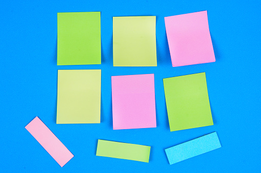 Sticky colored notes. Post note paper