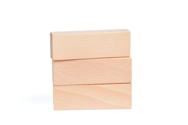 Isolated wooden blocks on a white background stock photo