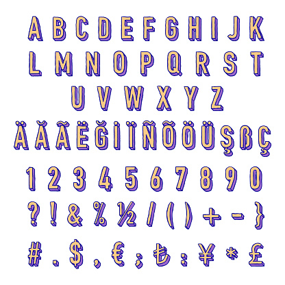Alphabet, Numbers, Currency Signs and Punctuation Mark in Sketches Style Hand writing font.