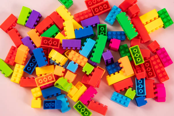 istock Colorful plastic building block patterns isolated. Toy for children 1567348437
