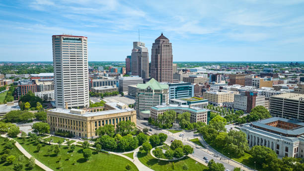 istock Downtown aerial Columbus Ohio with green park area 1567367272