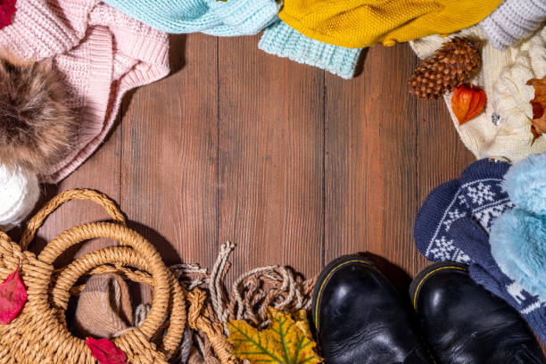 istock Fall autumn cozy clothes and decor background 1567367869