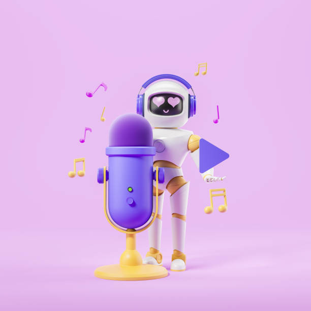 istock AI robot in headphones with microphone, podcasting 1567376798
