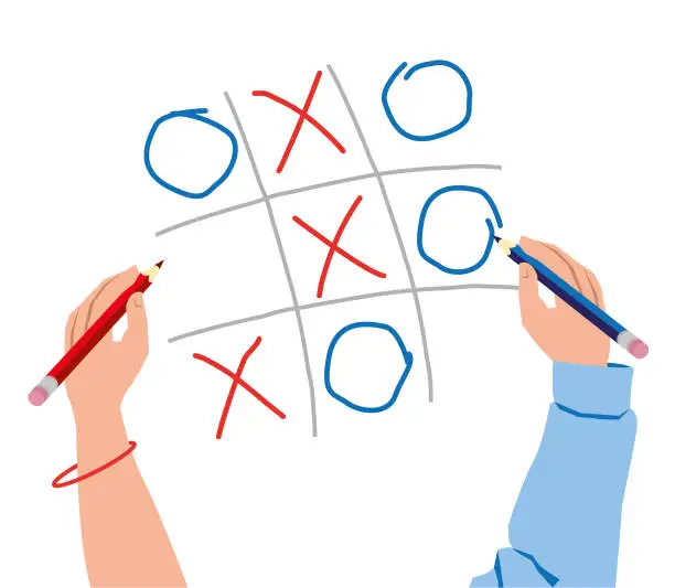 Vector illustration of People Playing Strategic Tic Tac Toe