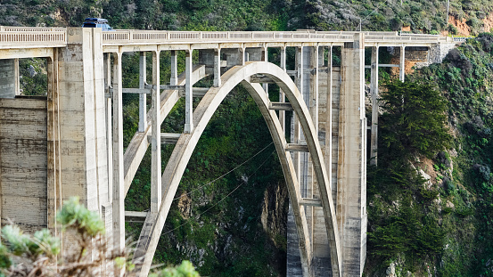 Bixby Creek Bridge and Pacific Coast Highway in California, USA