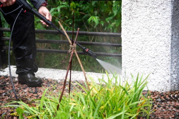 istock Man using a pressure washer cleaning a balcony - Stock photo 1567390765