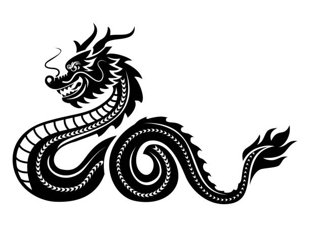 china-karikatur-drachen-ikone - hairy animal hair fantasy monster stock-grafiken, -clipart, -cartoons und -symbole